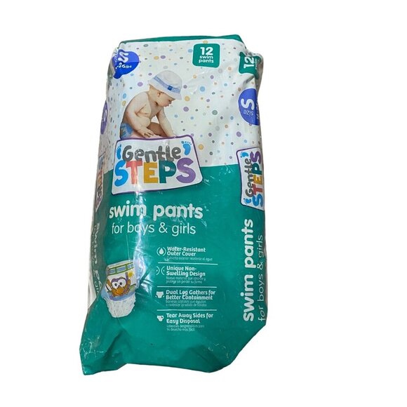 Gentle Steps Swim Pants Diapers For Boys & Girls Size S 16-26 Lbs Small 12 Count - Picture 1 of 9